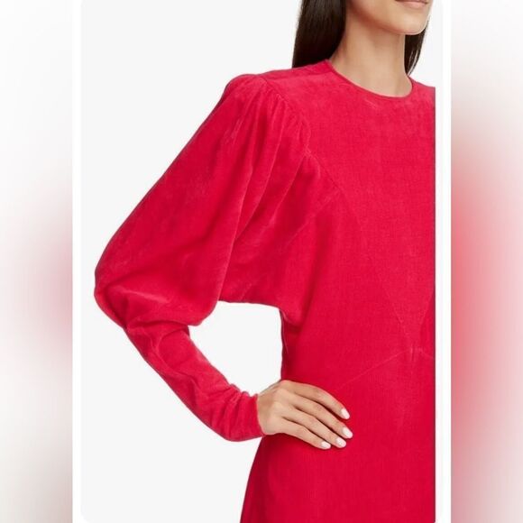 NEW Isabel Marant Venia Corduroy Midi Dress Fuschia Hot Pink Size 36 Small - Picture 2 of 16